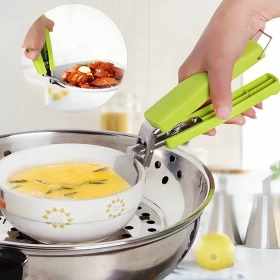 ماسك أطباق ساخنة للمطبخ بمشبك آمن لرفع الصحون