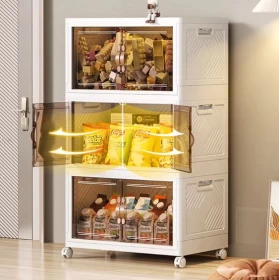 صناديق تخزين بغطاء – 3 قطع | صناديق قابلة للطي بعجلات