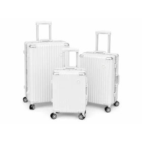 طقم حقائب سفر صلبة PC بدون سحاب – 3 قطع مع قفل TSA