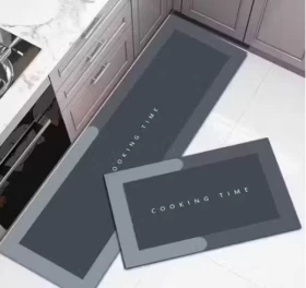 طقم سجادات ومشايات للمطبخ – قطعتان مضاد للإجهاد قابل للغسل  غير قابل للانزلاق  أزرق