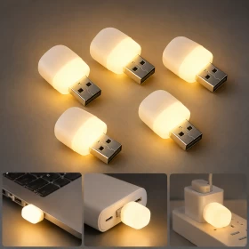 5Psc Mini USB Plug 1W Lamp