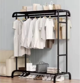 حامل ملابس قائم بقضيبين – 110 × 150 × 41 سم
