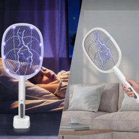 المضرب الصاعق الكهربائي متعدد الوظائف لقتل الذباب والبعوض 2×1 قابل للشحن من خلال USB