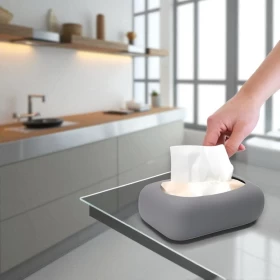 حامل مناديل سيليكون بقاعدة لاصقة -19×12 سم