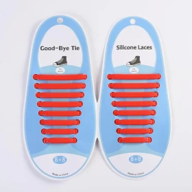 16 Pieces Silicone No Tie Shoelaces For Sneakers - Red