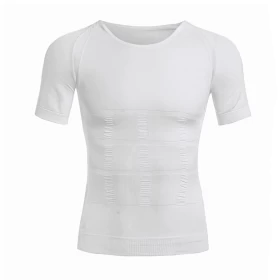 Men Slimming Body Shaper Compressor TShirt White-0064